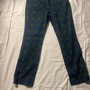 Classic Plaid Men's Pants in Green and Blue